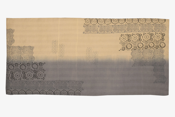 Vintage Fray Patch & Ombre Kantha Day Bed Mattress Cover -Yellow Stone -