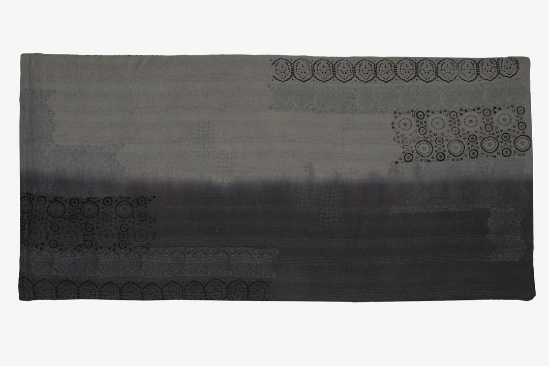 Vintage Fray Patch & Ombre Kantha Day Bed Mattress Cover -Yellow Stone -