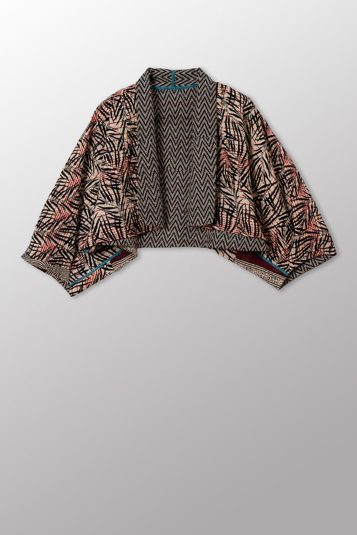 SOHO BAMBOO KANTHA PUFF SLV. SHRUG - bo4062-cblk006a -