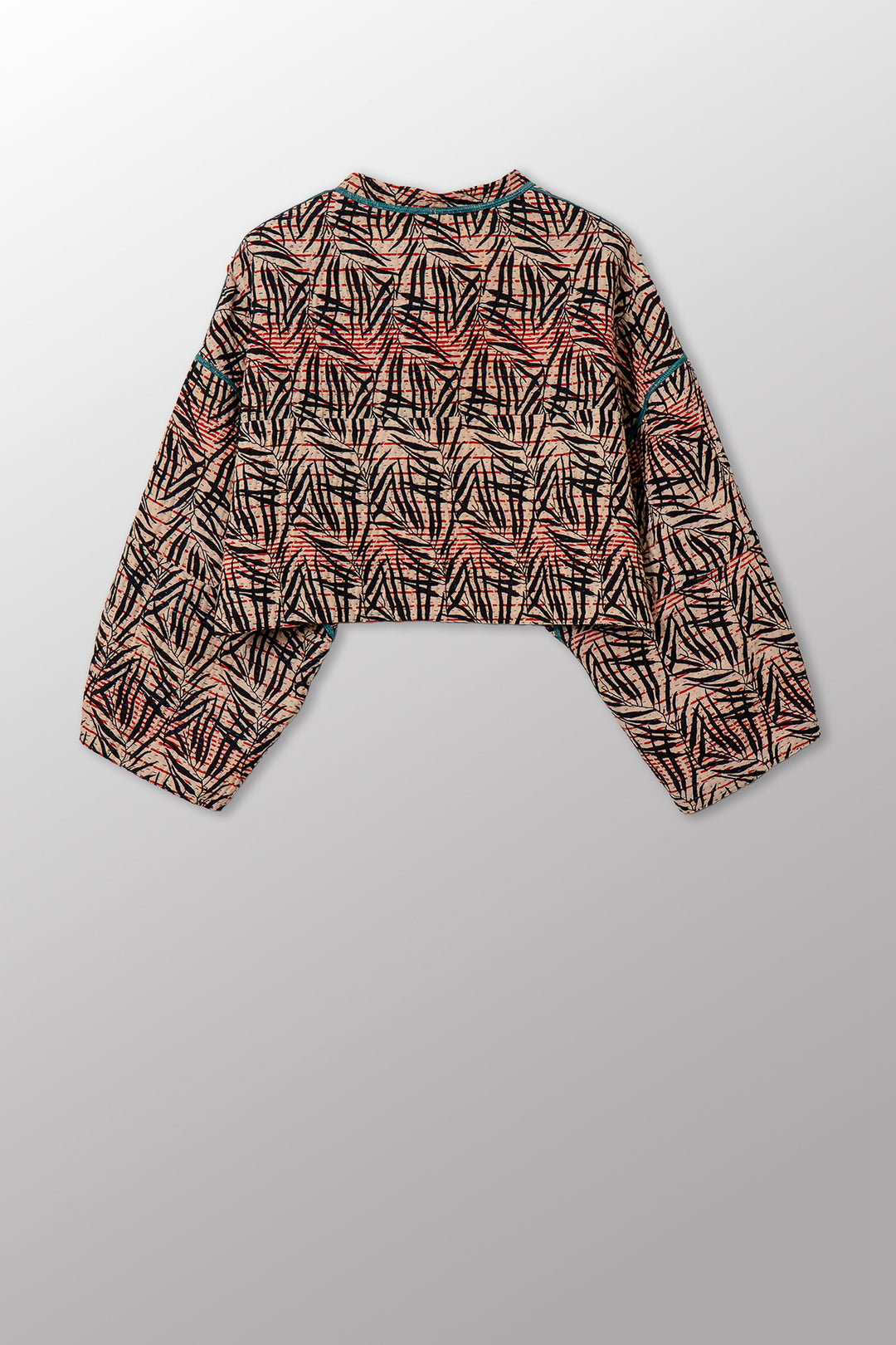 SOHO BAMBOO KANTHA SLEEVE JACKET - bo4090-cblk001s -