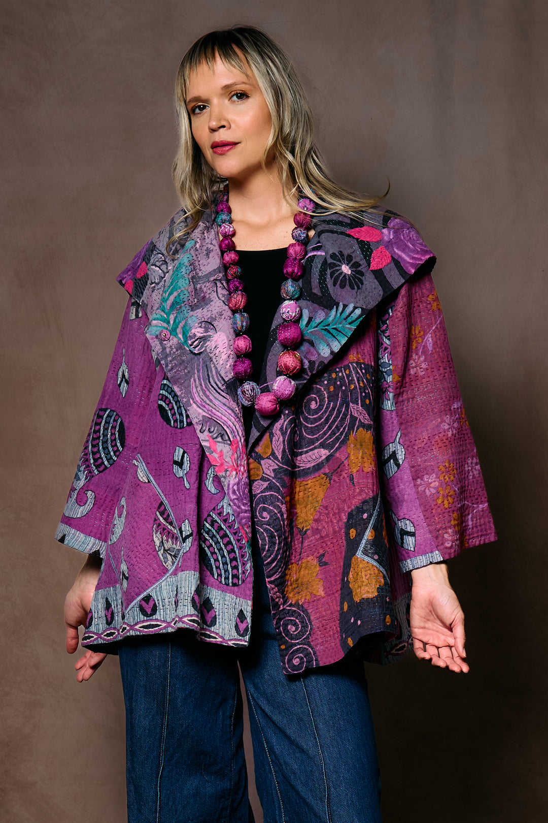 VINTAGE COTTON KANTHA FLARE JKT - cv4010-0168a -