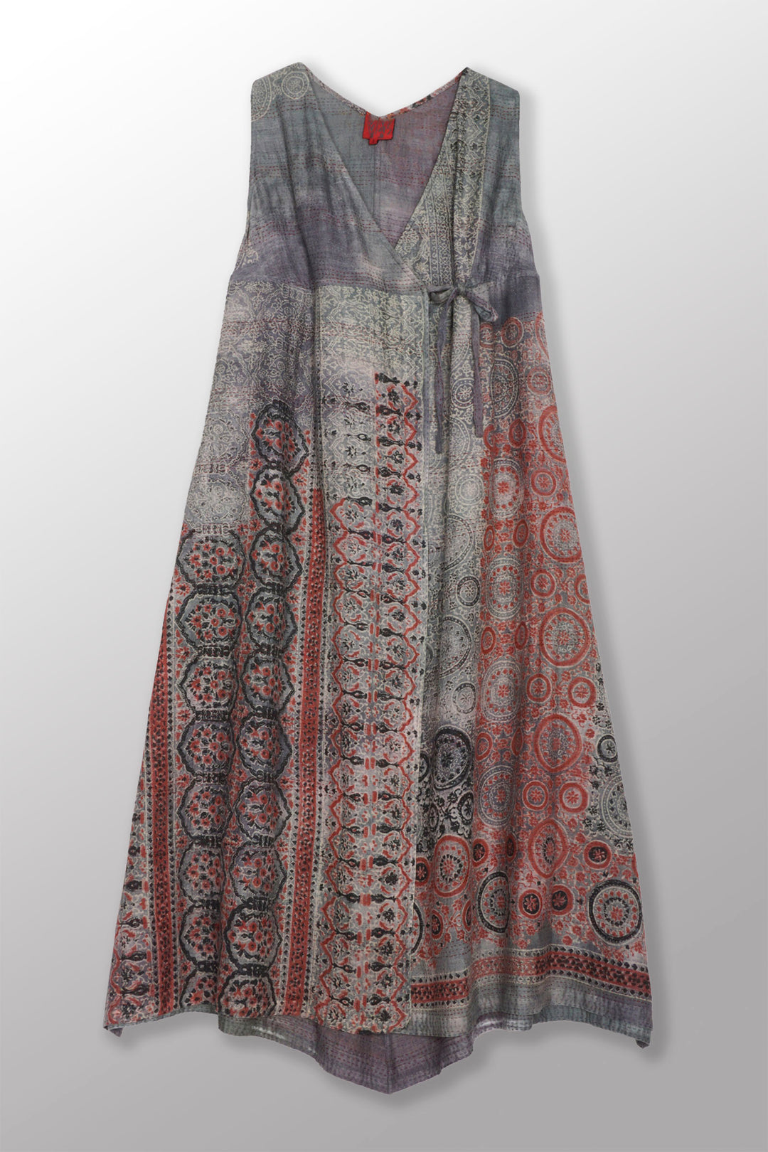 MANHATTAN AJRAKH KANTHA HIGH-WAIST DRESS - mh2447-gry -
