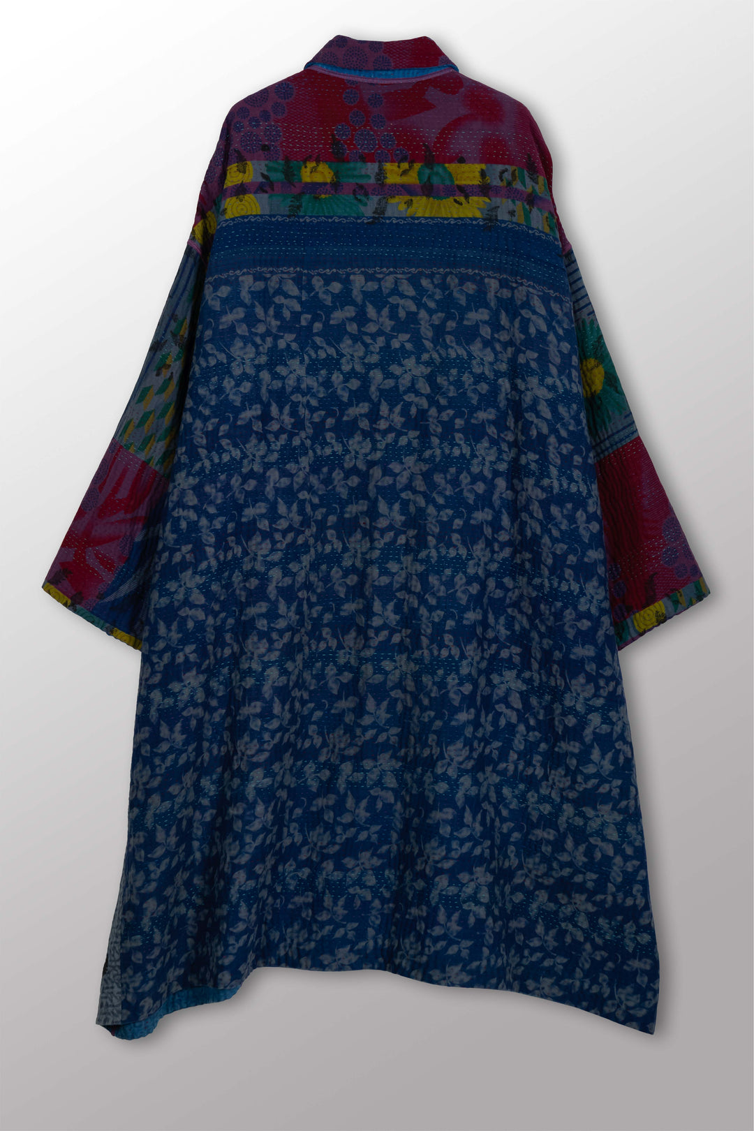 COTTON OVERDYE KANTHA NEW OVERSIZED COAT - ov4342-cblu002a -