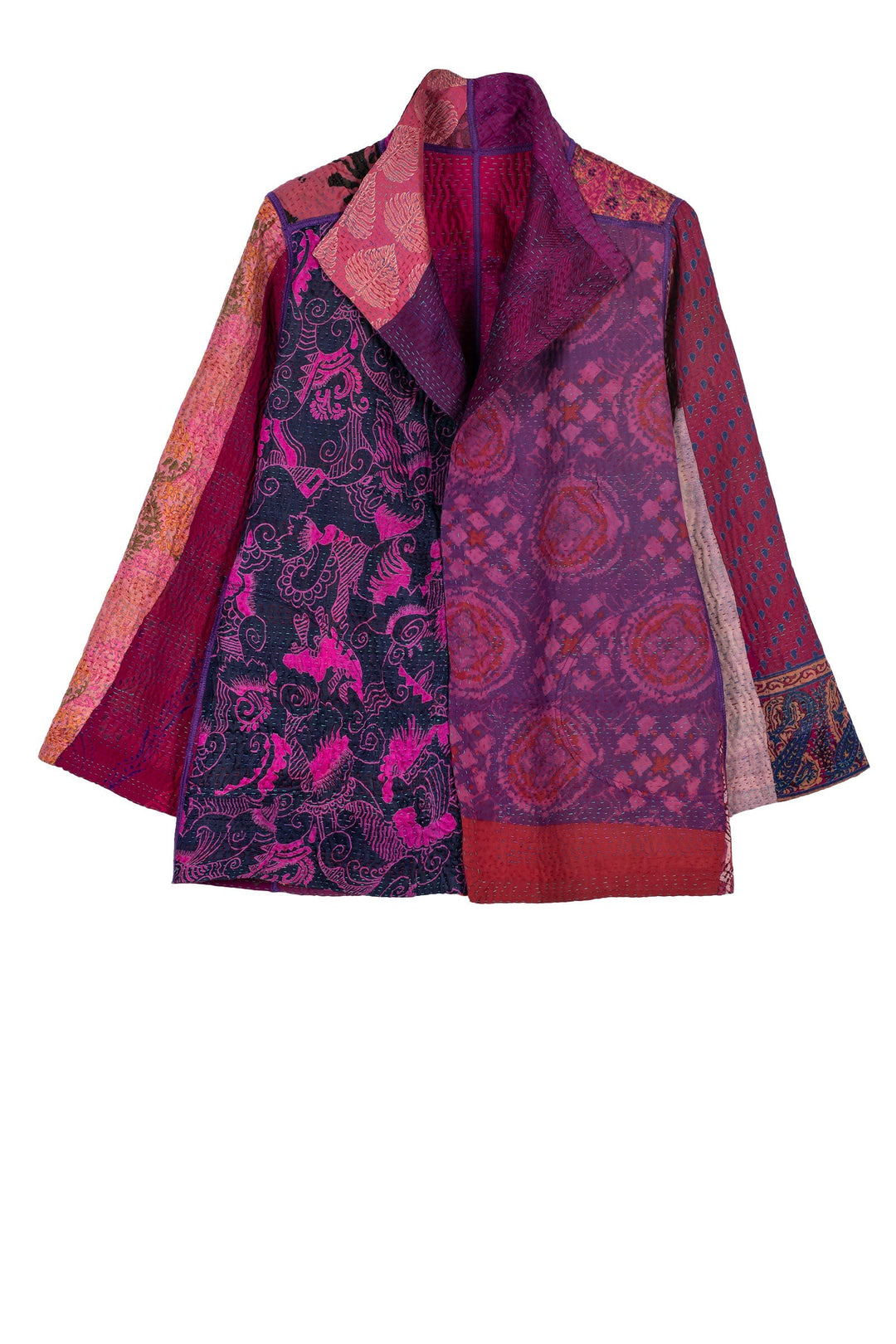 JACQUARD SILK KANTHA SHORT JACKET - js4007-pik -