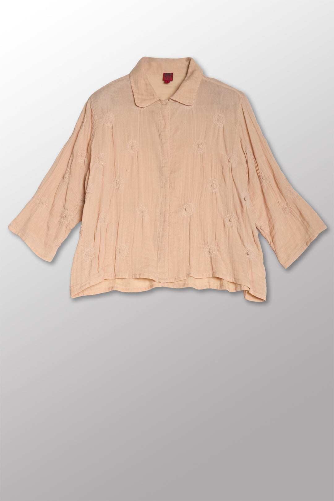 GAUZE SHIBORI GARMENT KANTHA CLOPPED SHIRT - bl-gg2590-pik -