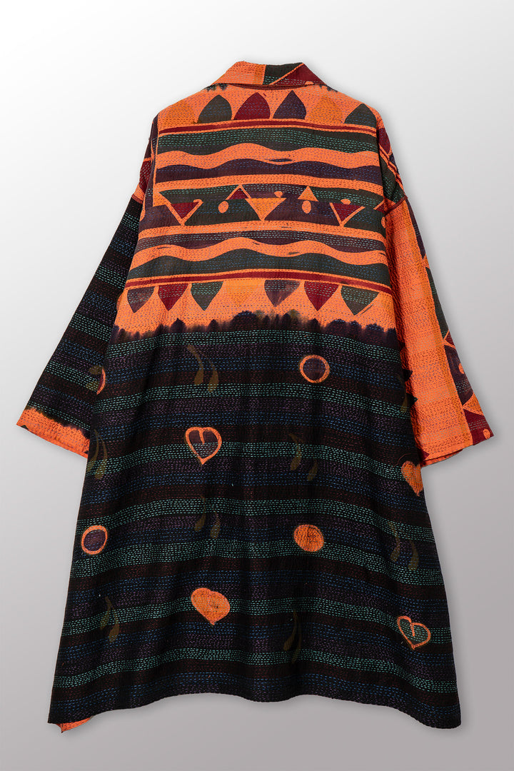VINTAGE COTTON & NEW VOILE KANTHA NEW OVERSIZED COAT - cn2342-0005a -