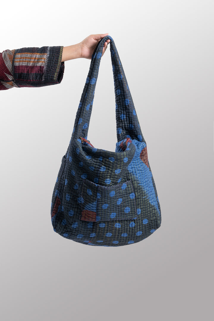 Quilted Overdye Cotton Kantha Oversized Hobo Bag