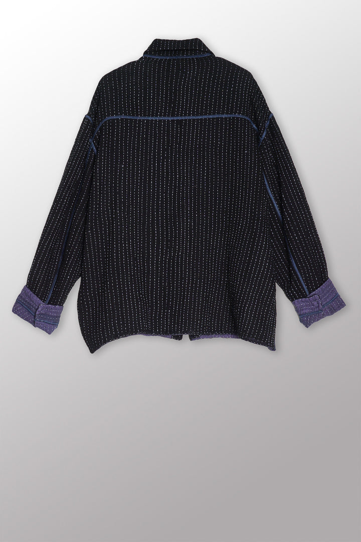 BBK SOLID KANTHA WORKERS JACKET - bl-bbs4085-blk -