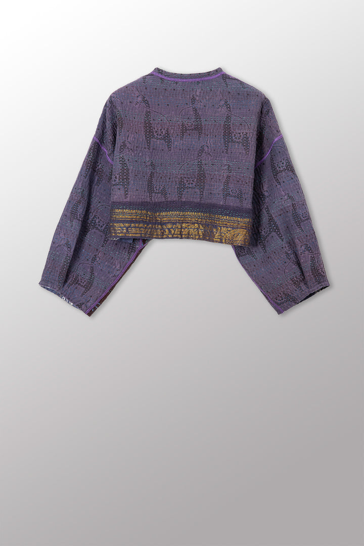 VINTAGE COTTON KANTHA SLEEVE JACKET - cv4090-0001s -