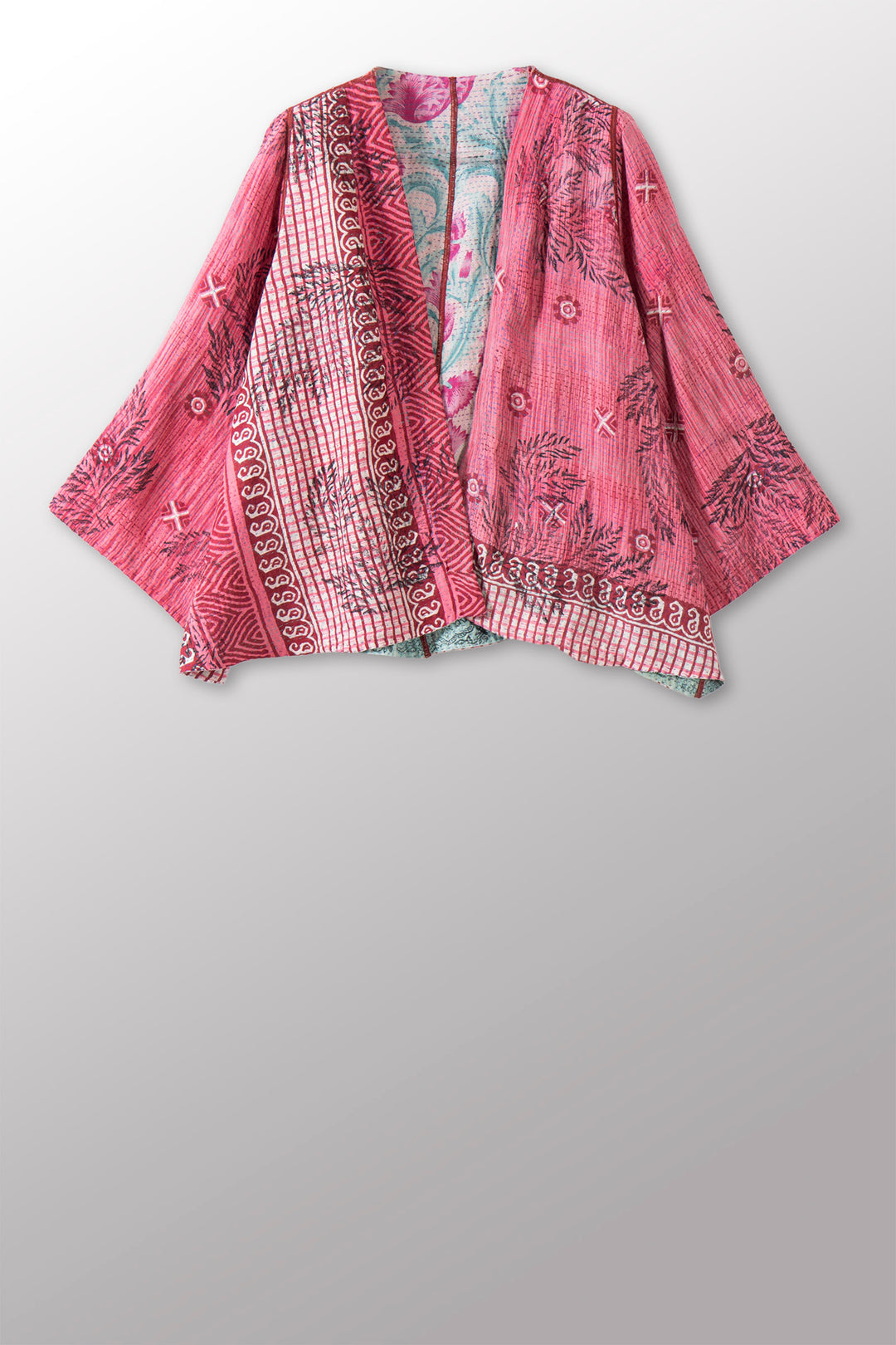 VINTAGE COTTON KANTHA BELL SHAPE JKT - cv2048-0019a -