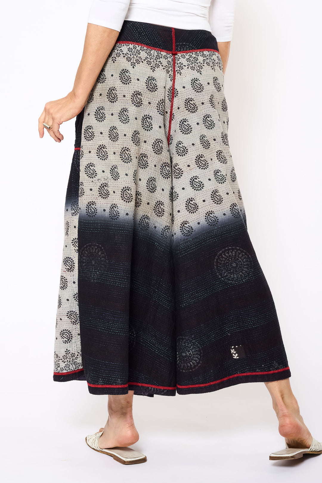 VINTAGE COTTON KANTHA WIDE LEG PANTS - cv2623-9001m -