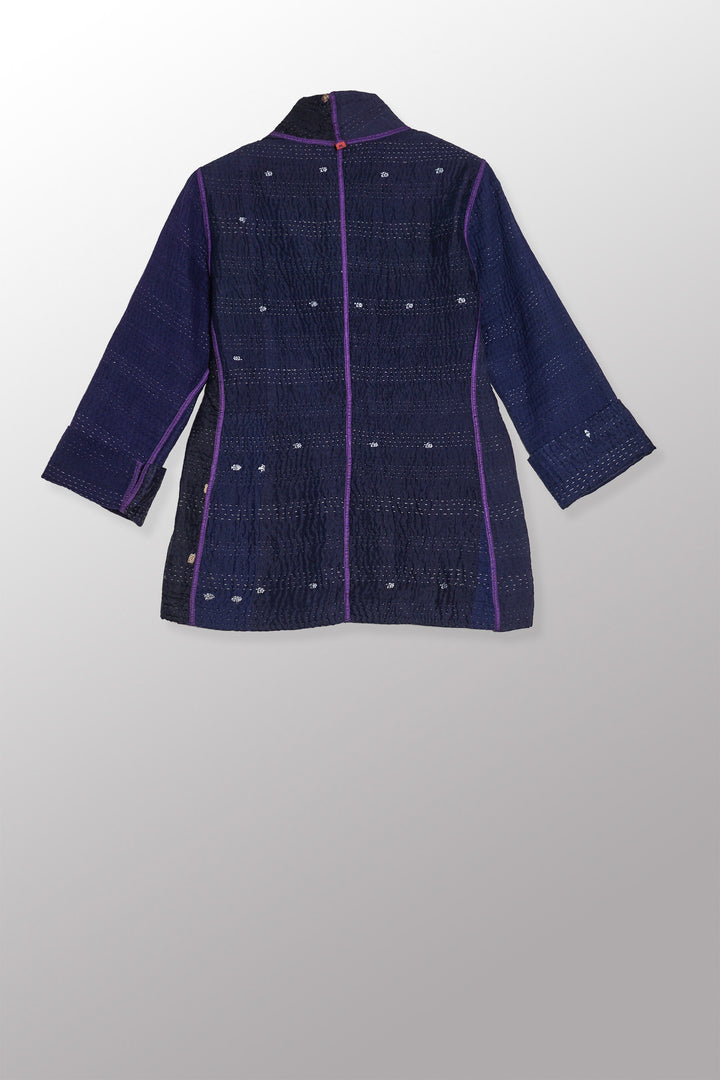 JAIPUR PATCH KANTHA SHORT JKT - jp4007-nvy -