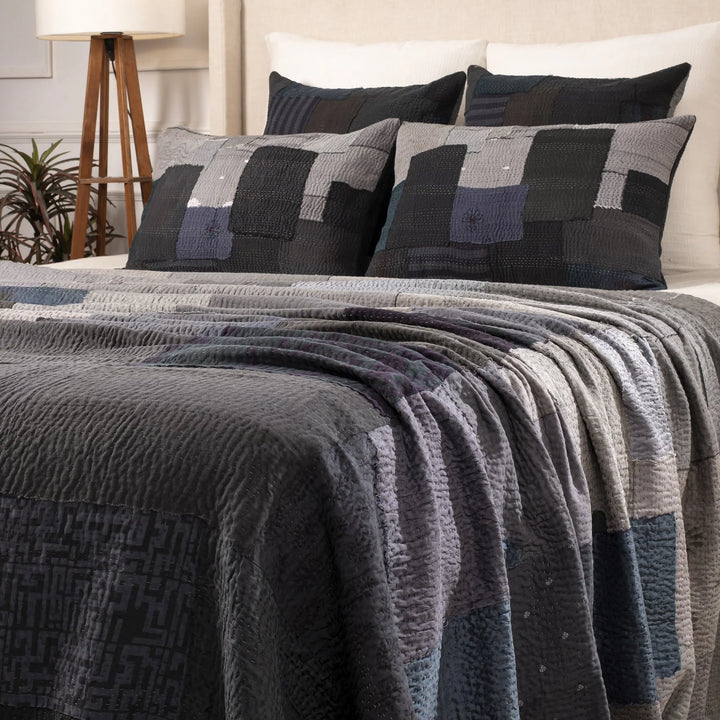 Landscape Handmade Vintage Kantha Quilts -Black