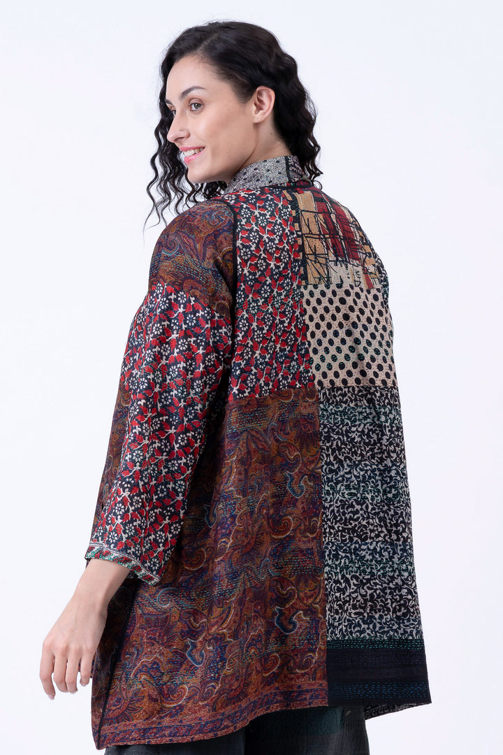 VINTAGE SILK KANTHA A-LINE JKT - sv2003-0410a -