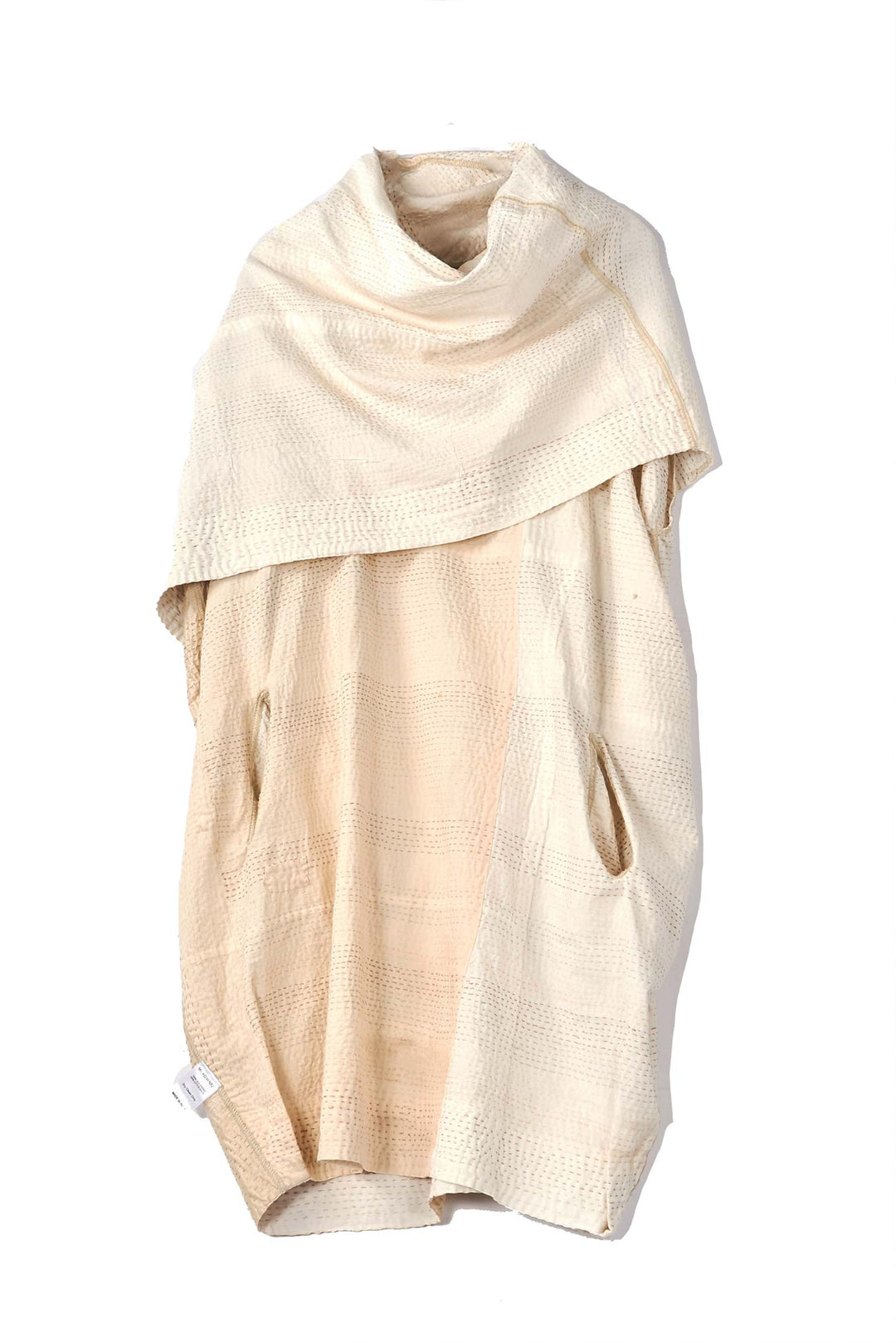 JAIPUR WHITE KANTHA COWL NECK TUNIC - jw2523-ivy -
