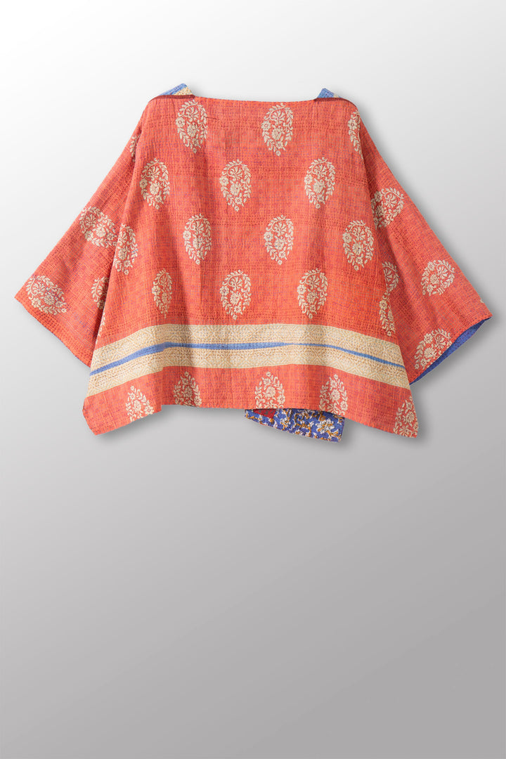 VINTAGE COTTON KANTHA 3/4 SLV. CROP TOP MIO - cv2538-0032a -