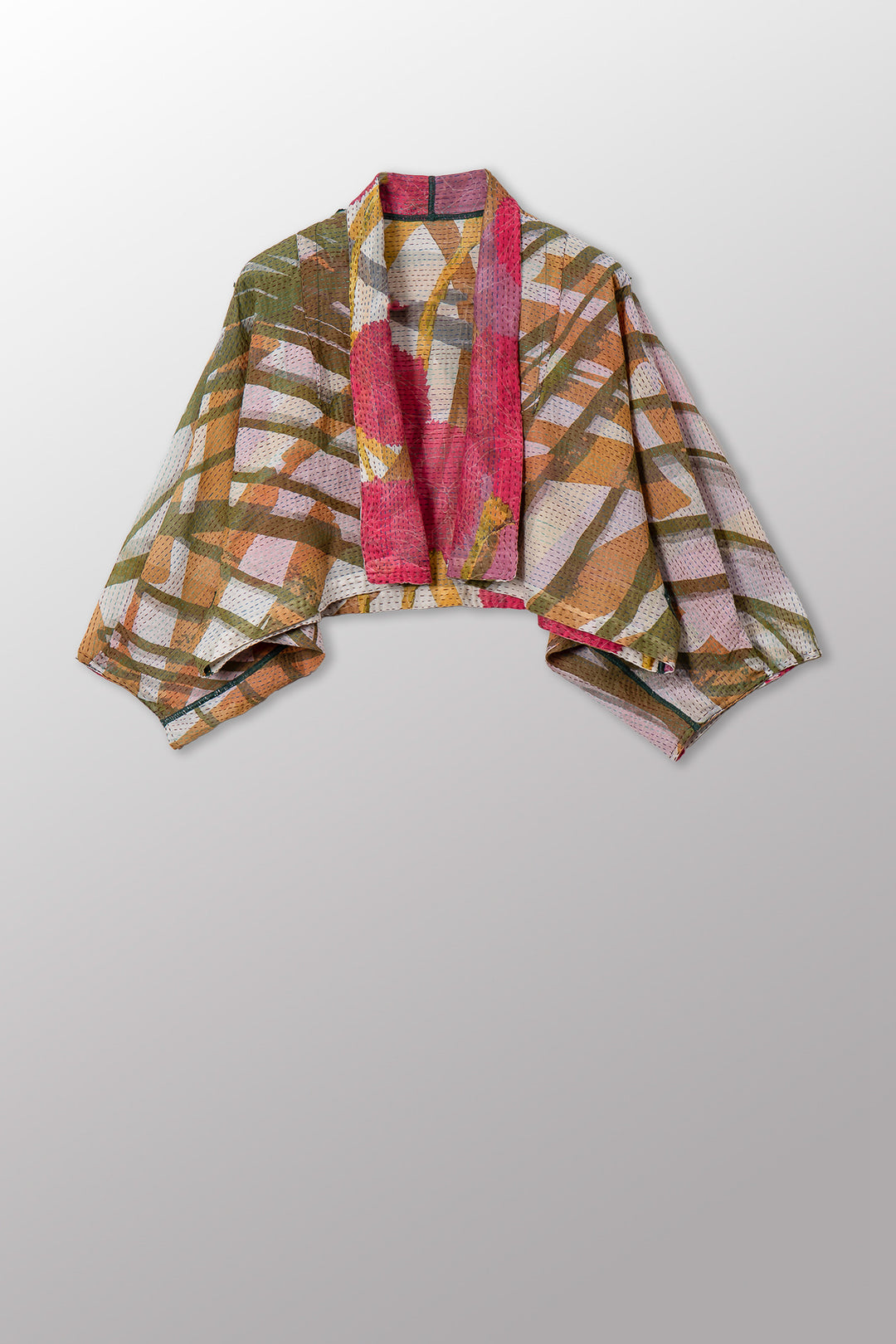 MARIGOLD PRINT KANTHA PUFF SLV. SHRUG - mg2062-pik -