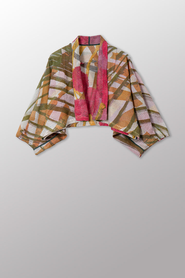 MARIGOLD PRINT KANTHA PUFF SLV. SHRUG - mg2062-pik -