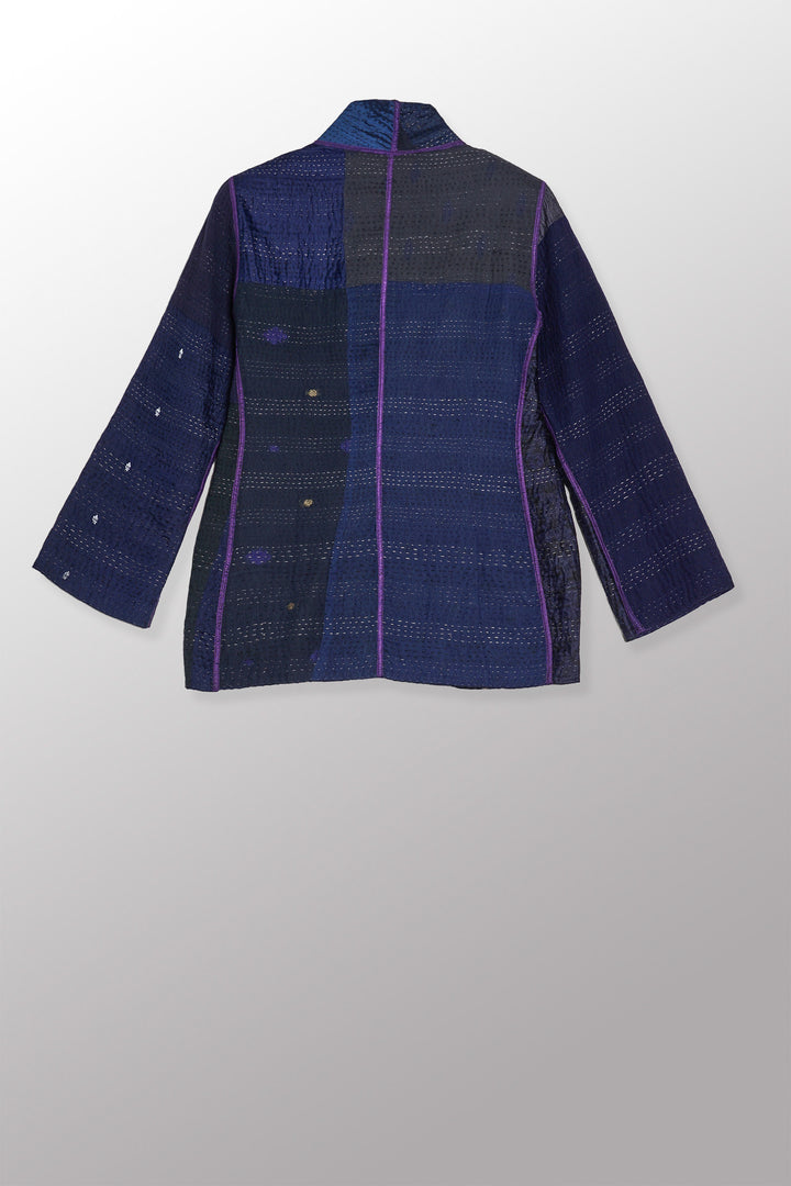 JAIPUR PATCH KANTHA SHORT JKT - jp4007-nvy -