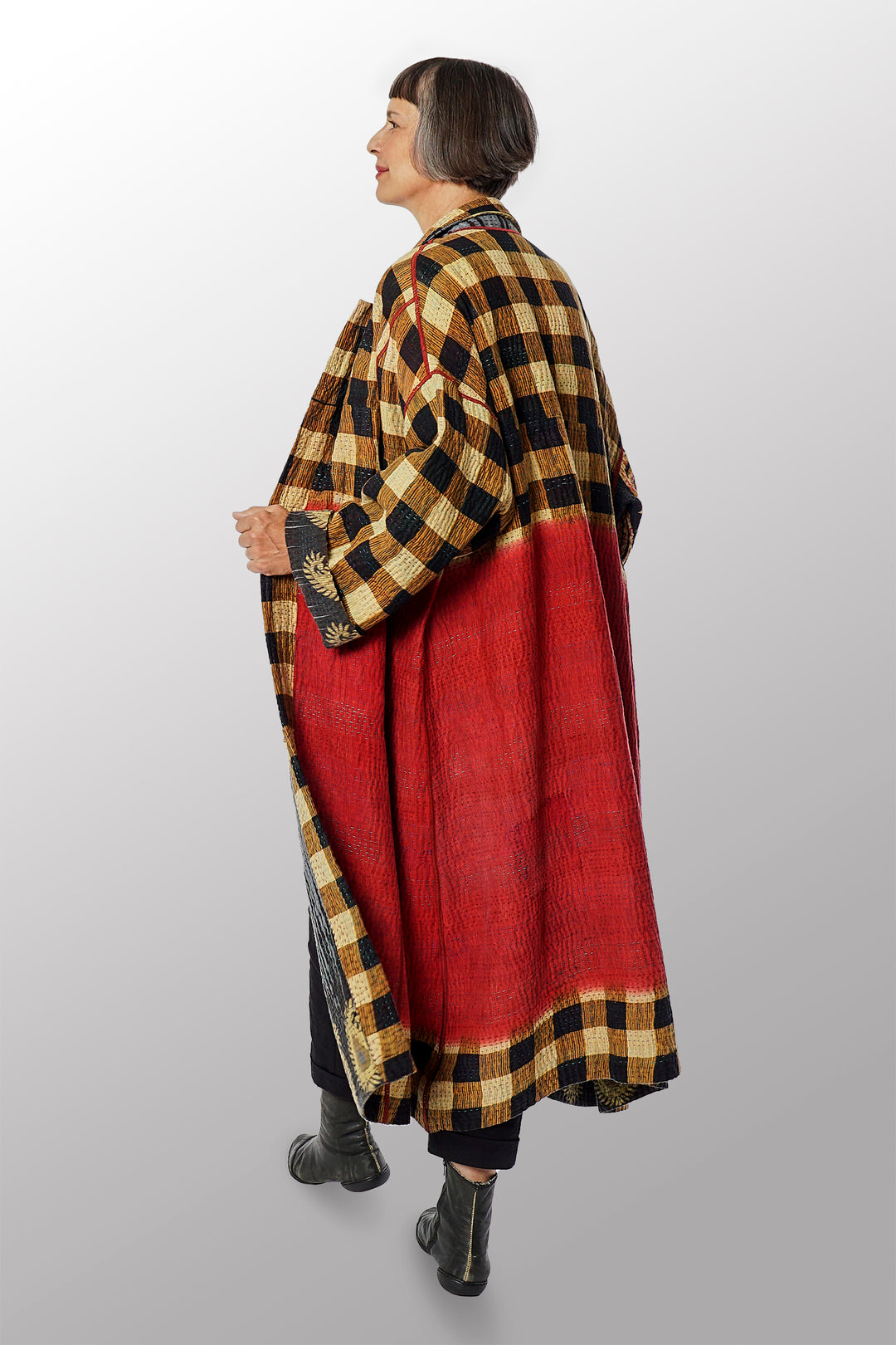 VINTAGE COTTON KANTHA OVERSIZED COAT - cv4326-0054a -