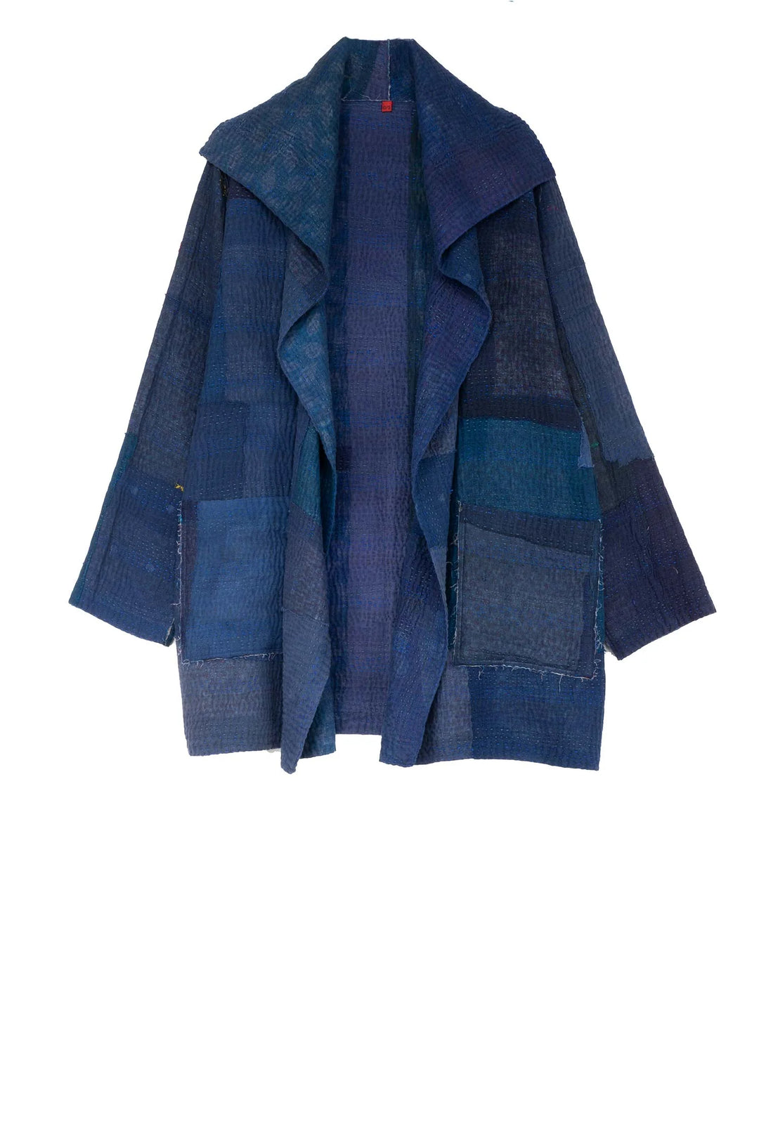 FRAYED PATCH KANTHA POCKET JKT - fi4002-nvy -