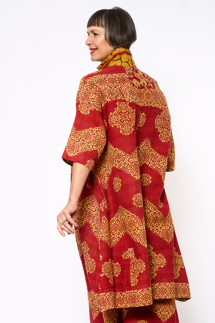 VINTAGE COTTON KANTHA 3/4 SLV. SHIRT DRESS - cv2459-0003s -