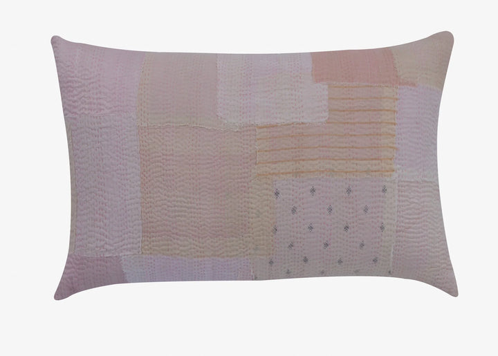 Mosaic Fray Handmade Vintage Kantha Pillow -Shallot
