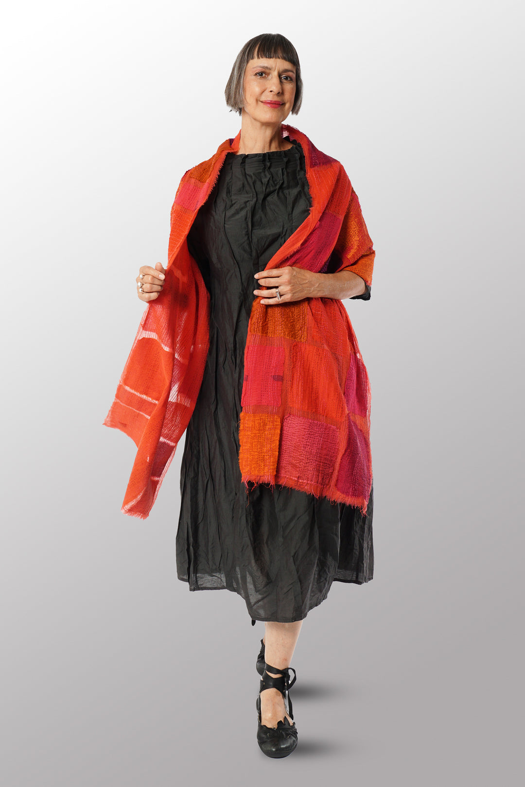 TONAL TILE PATCH KANTHA SCARF STANDARD - tt2801-pik -
