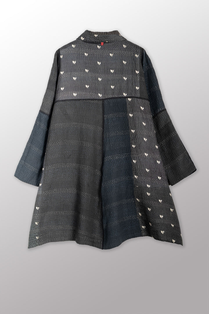 JAIPUR PATCH KANTHA A-LINE DUSTER - jp4311-blk -