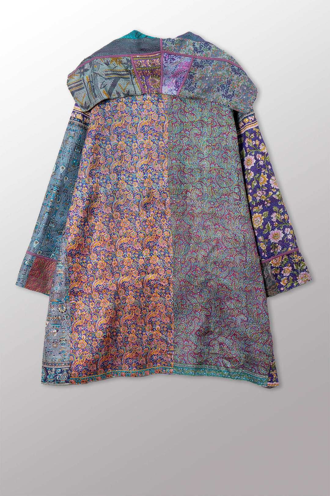 VINTAGE SILK KANTHA POCKET MEDIUM COAT - sv2316-0008m -