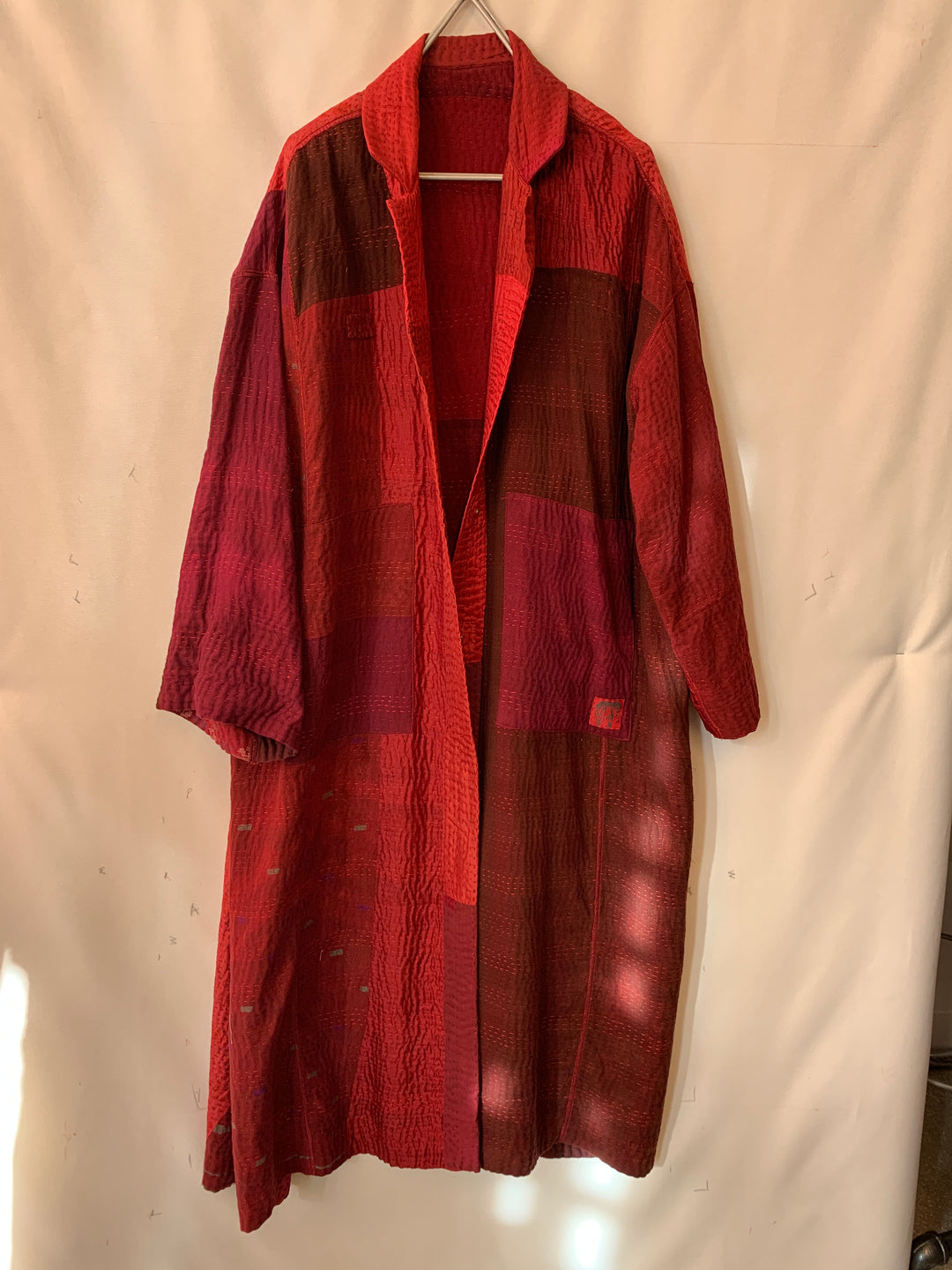 JAIPUR PATCH KANTHA OVERSIZED COAT - jp4326-red -