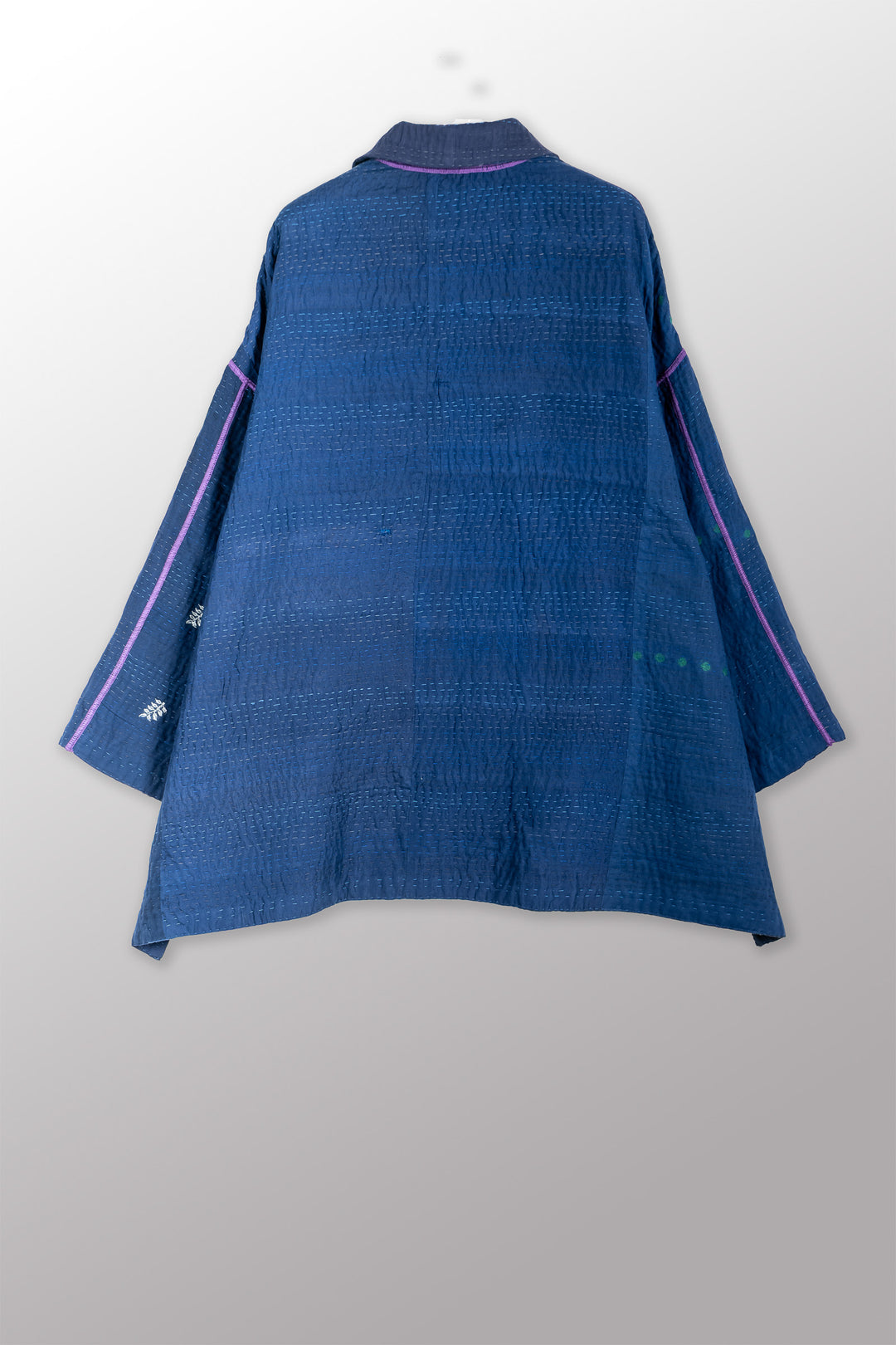 JAIPUR PATCH KANTHA OVERSIZED MINI COAT - jp4332-nvy -