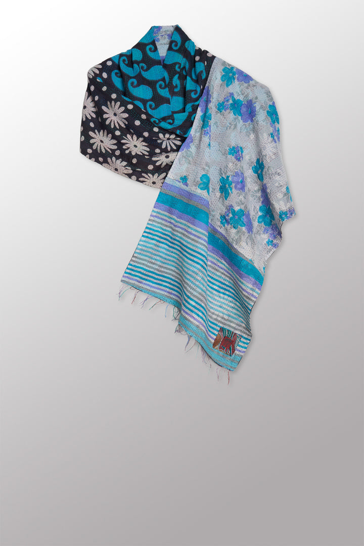 VINTAGE COTTON KANTHA SCARF STANDARD - cv2801-0008a -