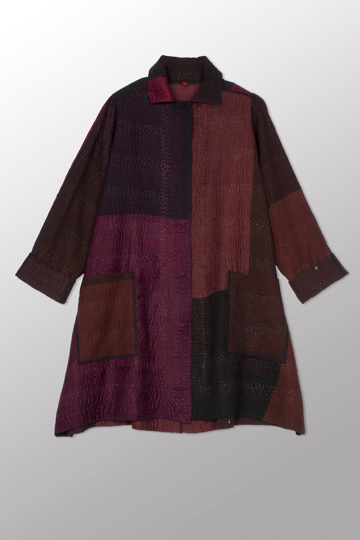 JAIPUR PATCH KANTHA A-LINE DUSTER - jp4311-brn -