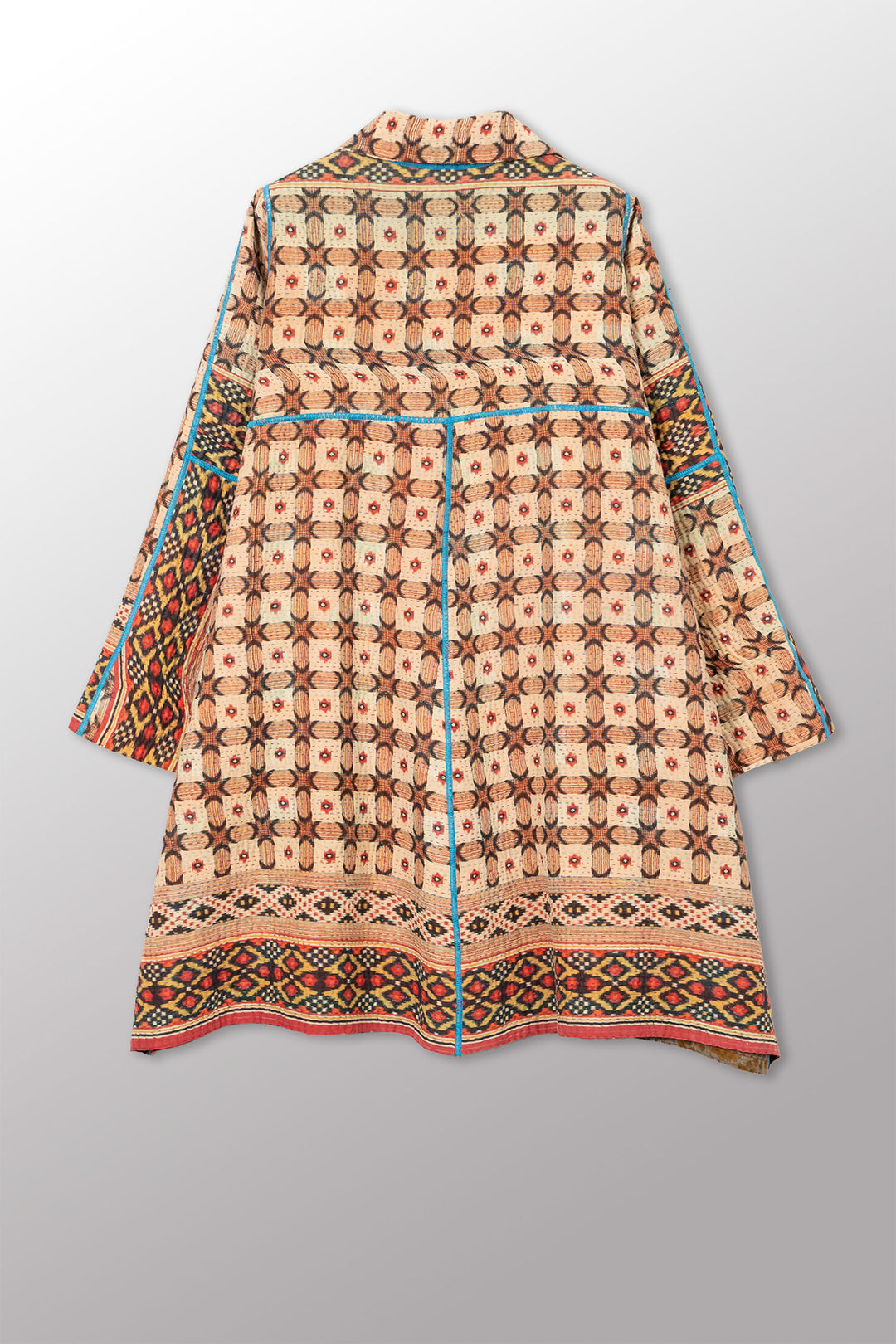 VINTAGE COTTON KANTHA A-LINE DUSTER - cv4311-0116a -
