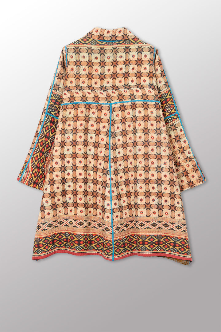 VINTAGE COTTON KANTHA A-LINE DUSTER - cv4311-0116a -