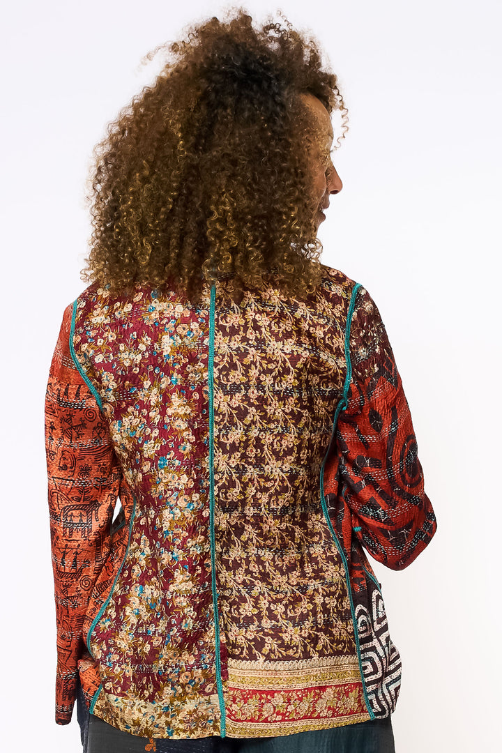 VINTAGE SILK KANTHA SHORT JKT - sv2007-0073m -