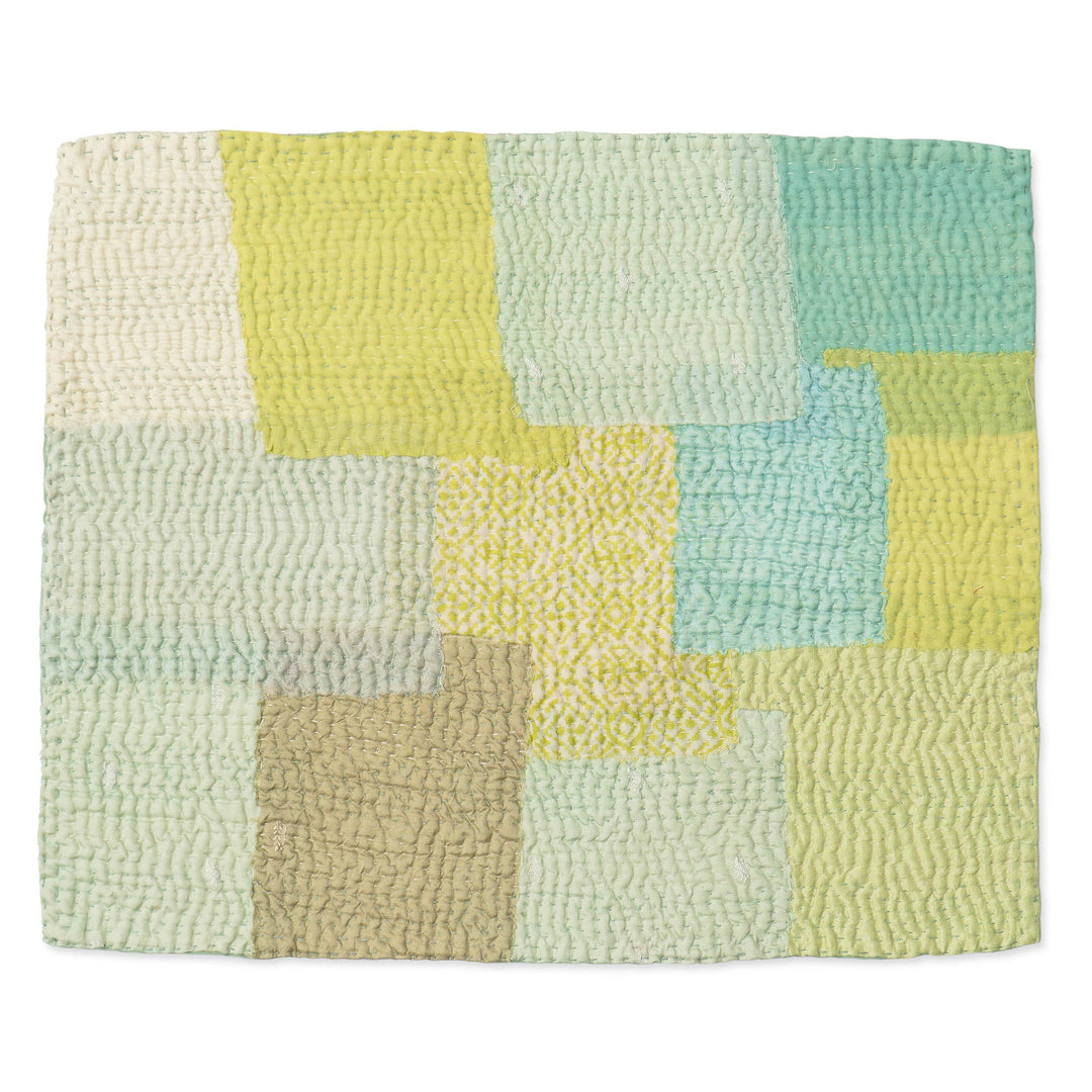 Mosaic Fray Vintage Kantha Placemats -Sage (Set of 2)
