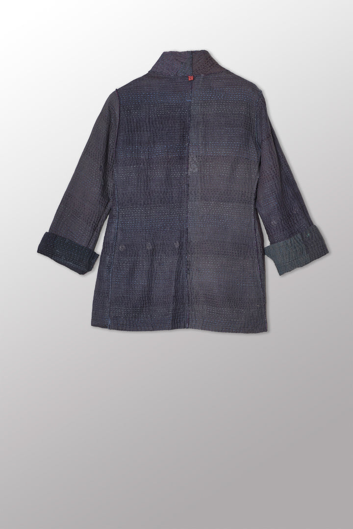 FRAYED PATCH KANTHA SHORT JKT - fi4007-nvy -