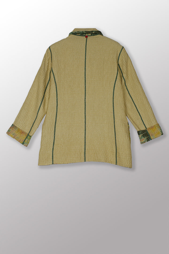 MONE SHIBORI TIE DYE KANTHA BASIC JACKET - ms5052-grn -