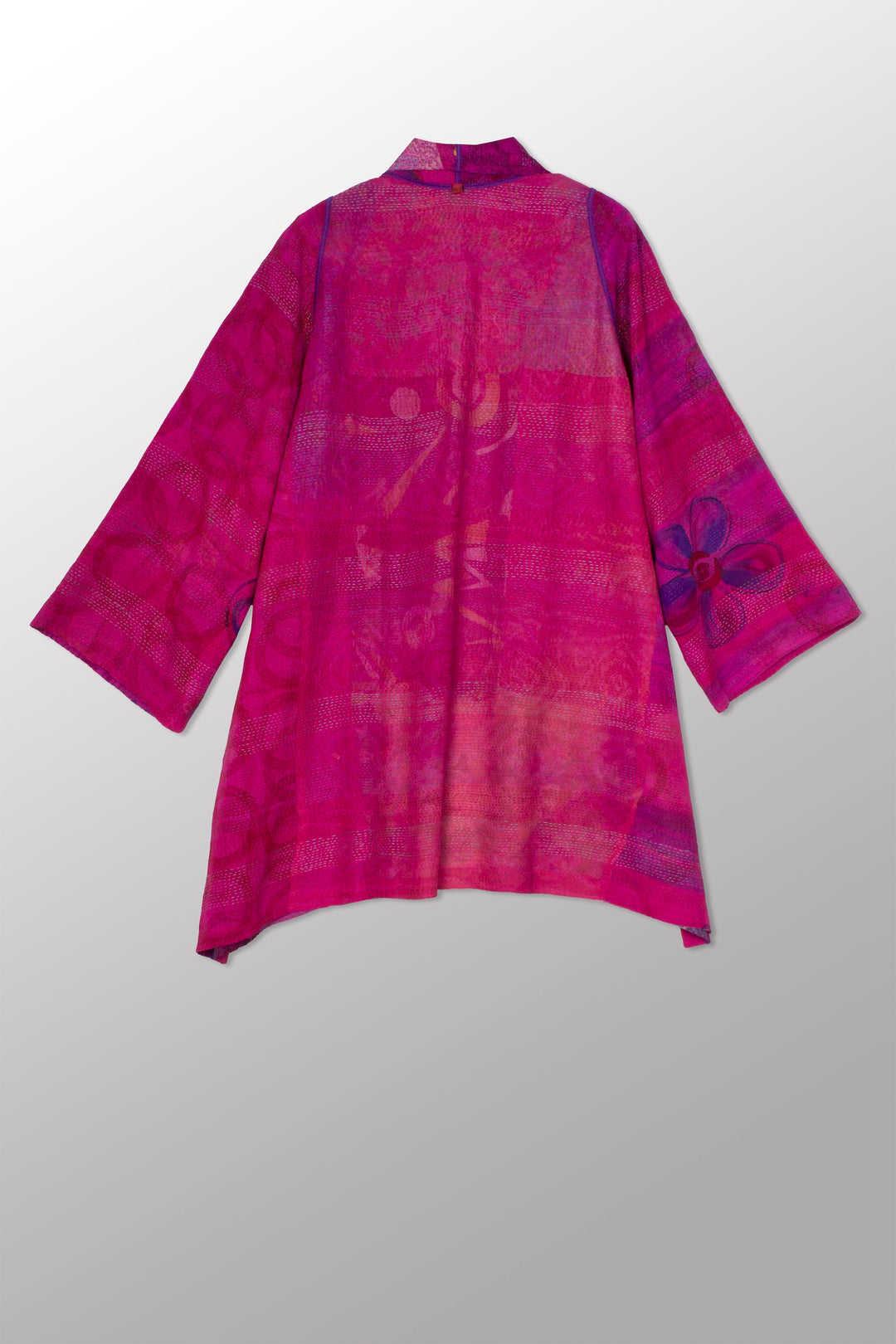GEORGETTE VINTAGE SILK PATCH KANTHA A-LINE JKT - gs2003-pik -
