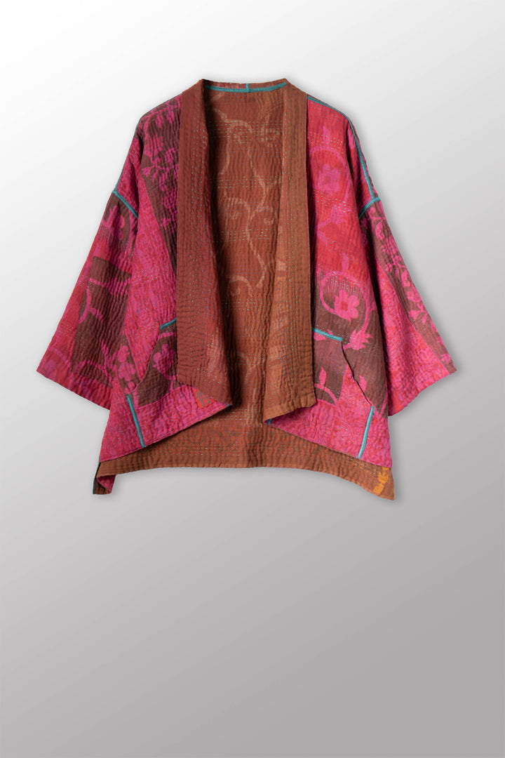 COTTON OVERDYE KANTHA MINI KIMONO JKT - ov4055-cpik001a -