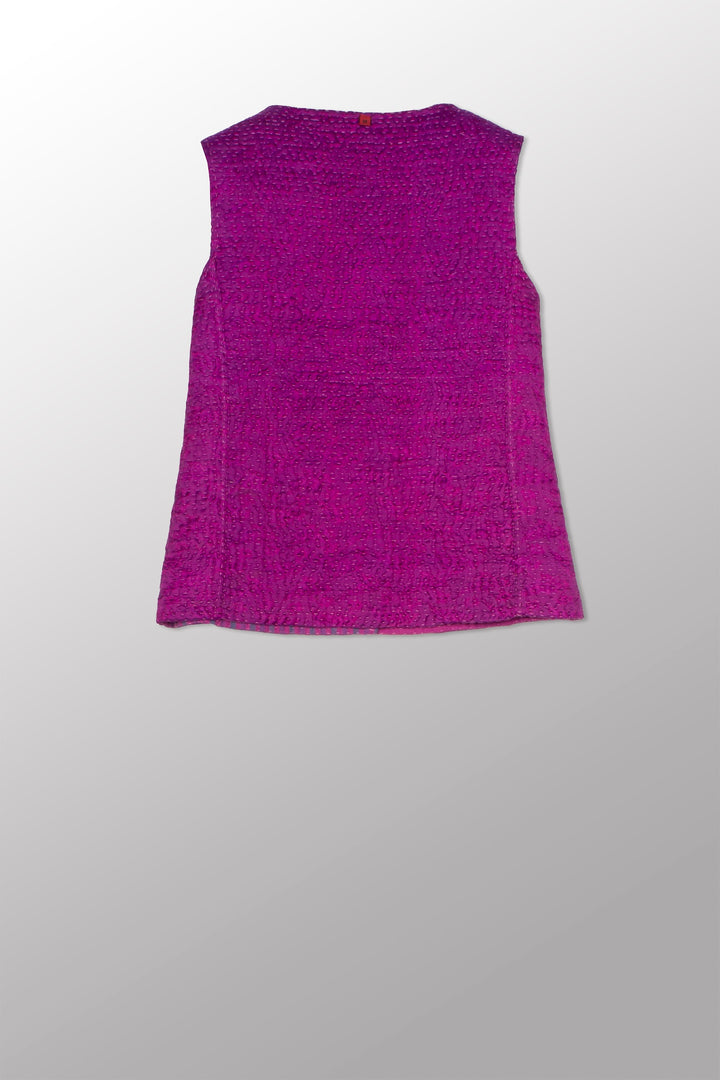 JACQUARD WITH WOVEN KANTHA CREW NECK FITTED VEST - jq5228-0002m -