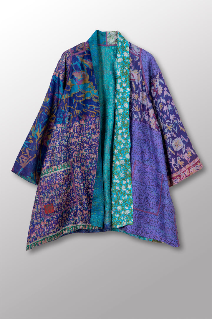VINTAGE SILK KANTHA A-LINE JKT - sv2003-0393a -