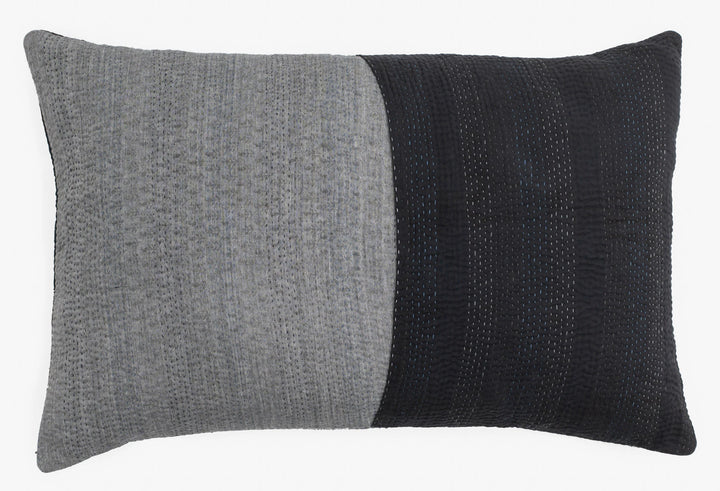 Landscape Handmade Vintage Kantha Pillow -Black
