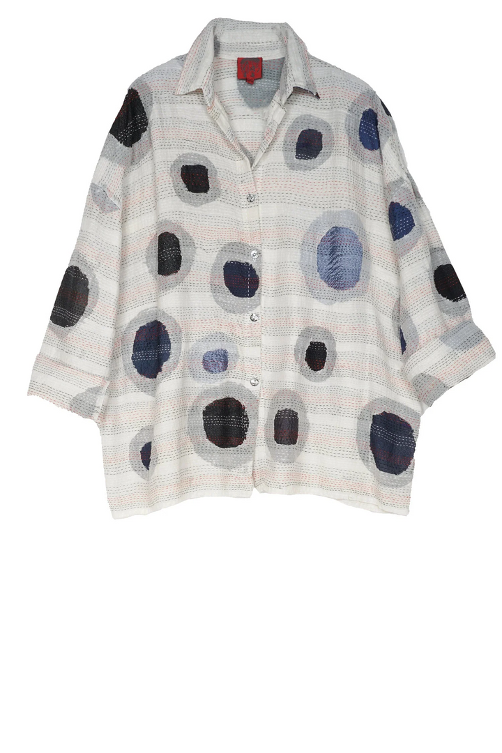 CUT OUT KANTHA CAMP SHIRT - ck2525-wht -