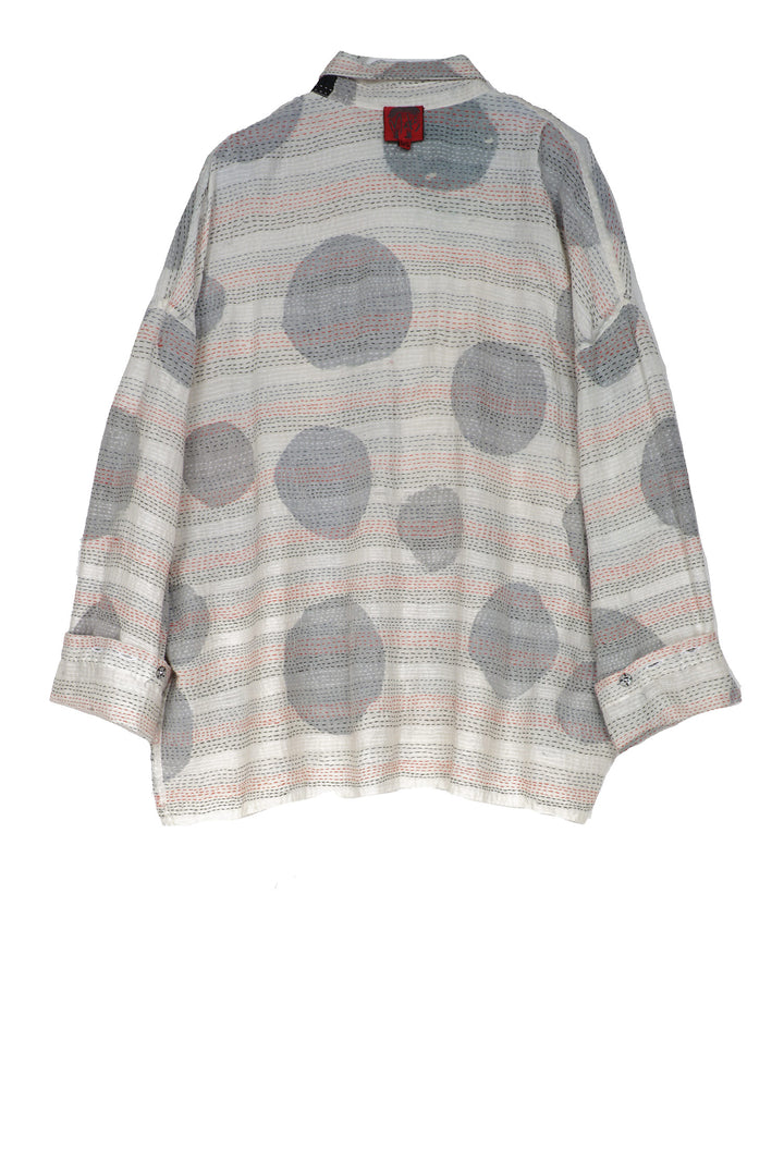 CUT OUT KANTHA CAMP SHIRT - ck2525-wht -