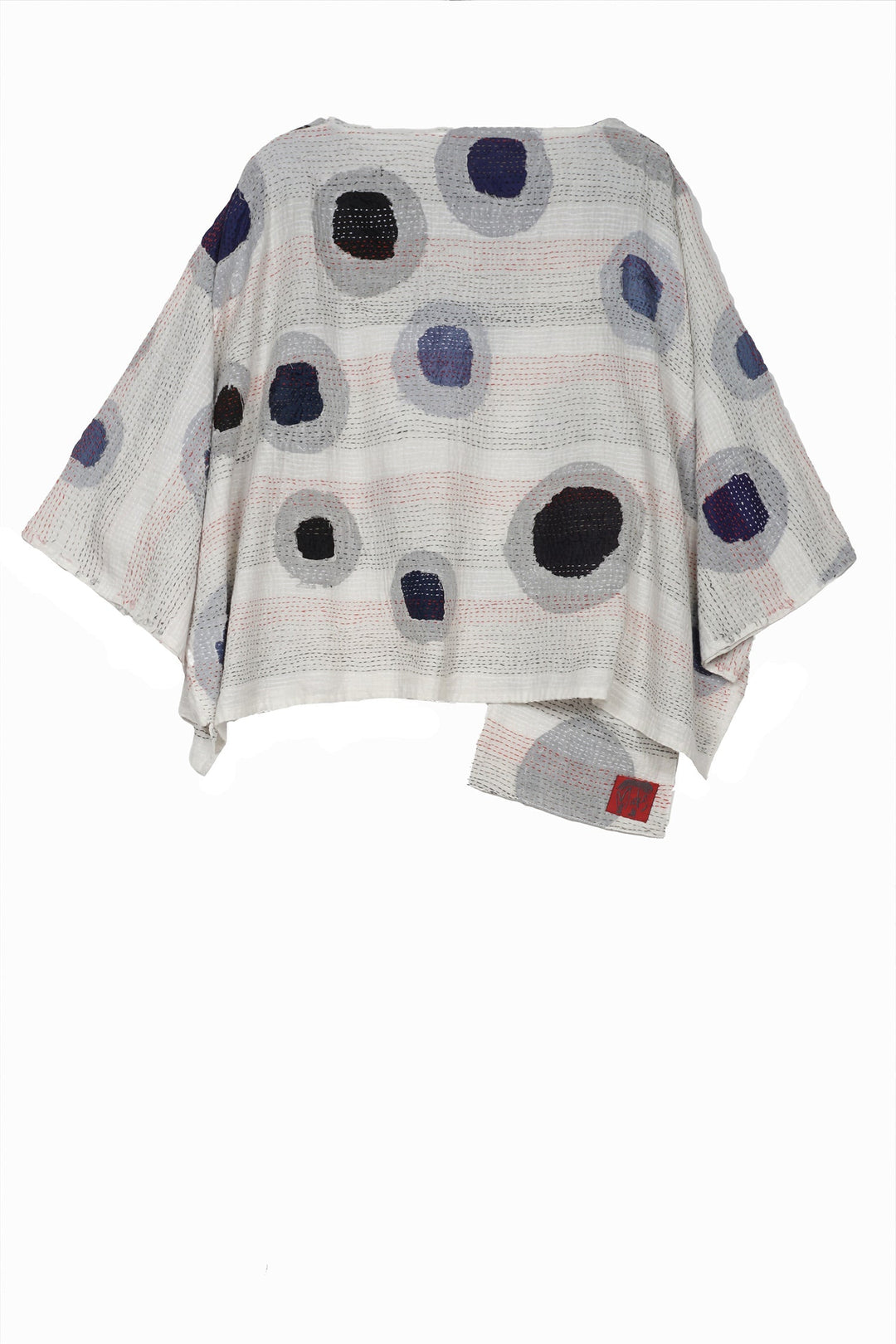 CUT OUT KANTHA 3/4 SLV. CROP TOP - ck2528-wht -
