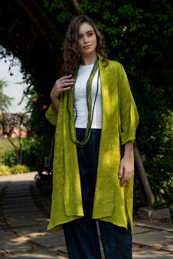 SAND SUN DYE RIPPLE KANTHA PONCHO TOPPER - rs2356-lim -