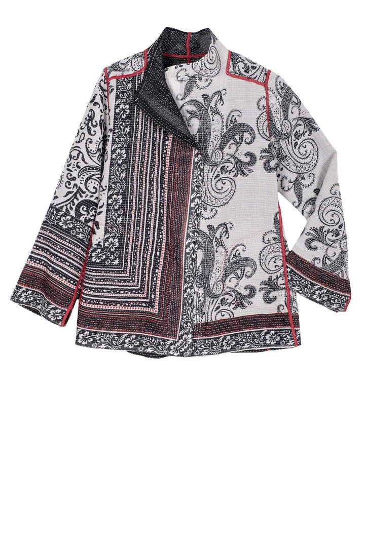 COTTON PAISLEY KANTHA SHORT JKT - cp2007-wht -